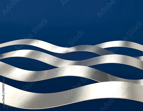 Silver ribbons on a dark blue background