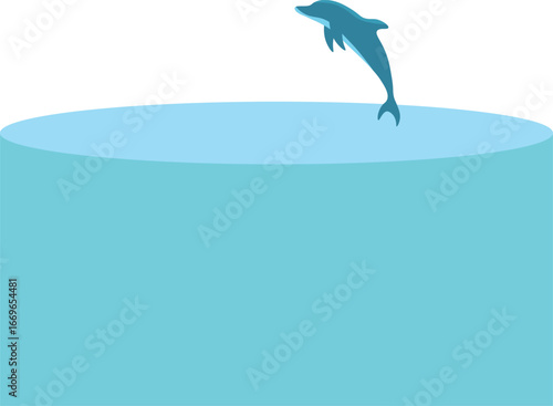 Sea water dolphin jumping on white background