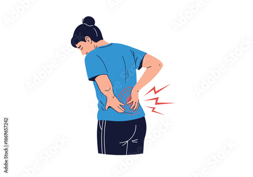 Woman experiencing lower back discomfort and pain relief techniques