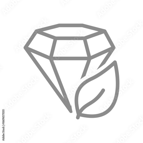 Diamond with a leaf line icon. Eco-friendly value, or ethical sourcing symbol. Vector illustration