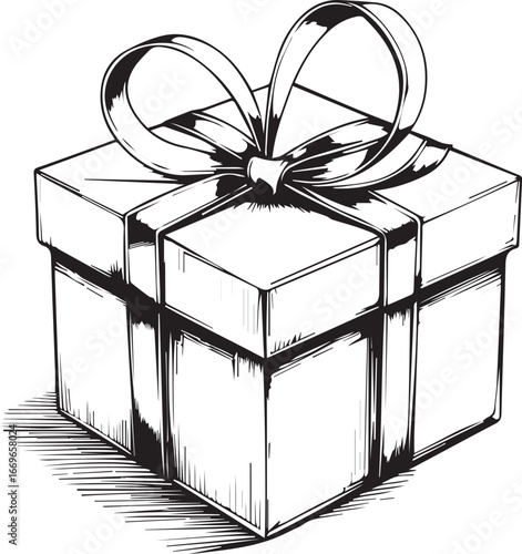 Gift Box with Ribbon: A beautifully illustrated gift box tied with a ribbon, perfect for representing celebration, gifting, and special occasions. 