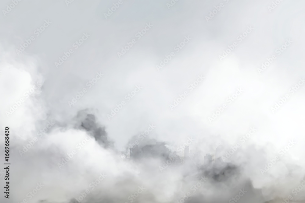 Obraz premium Skyline obscured by smog and haze