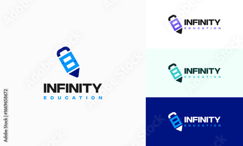 Infinity Education logo designs concept vector, Loop and Book Education logo designs symbol