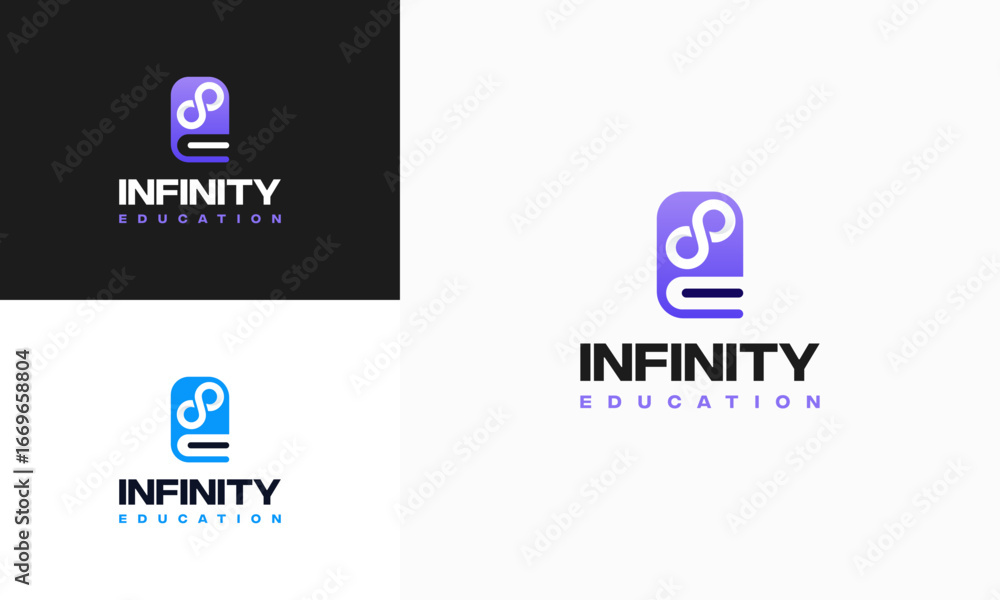 Fototapeta premium Infinity Education logo designs concept vector, Loop and Book Education logo designs symbol