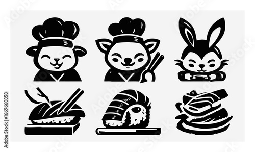 Playful Animal Chefs with Sushi and Japanese Cuisine Elements