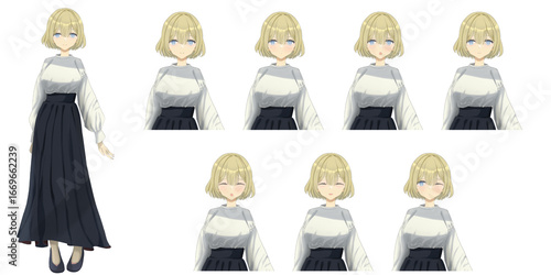 可愛いショートボブの金髪女の子の立ち絵イラスト - アニメタッチのキャラ素材