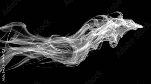 Ethereal smoke swirls, dances fluidly against the void. Thin tendrils weave, creating an abstract, flowing form