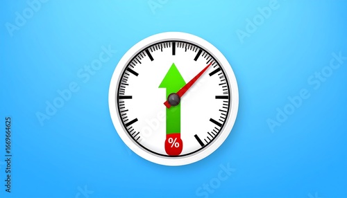 Free Download A circular progress indicator displaying upward movement, with a vibrant green arrow against a light blue background. - GFXLoad