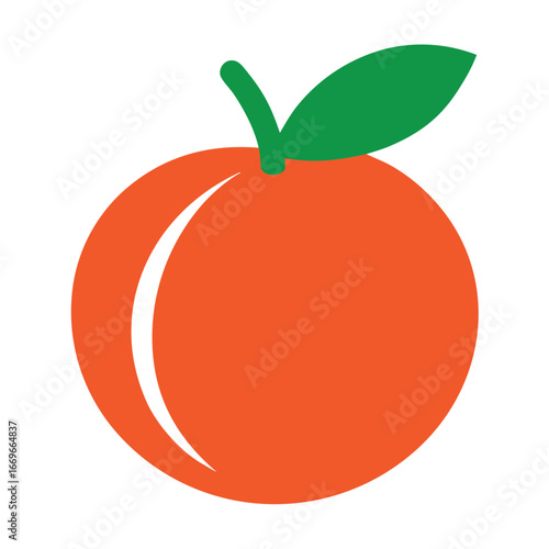 Simple peach fruit silhouette vector illustration minimal clipart design for food.eps