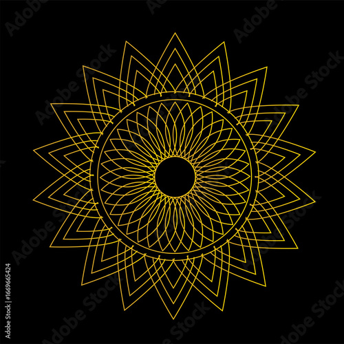 Abstract Golden Mandala Pattern with Geometric Star Design