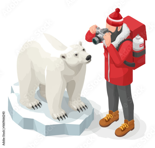 Photographer Captures Moment with Polar Bear in 3D Cartoon Style