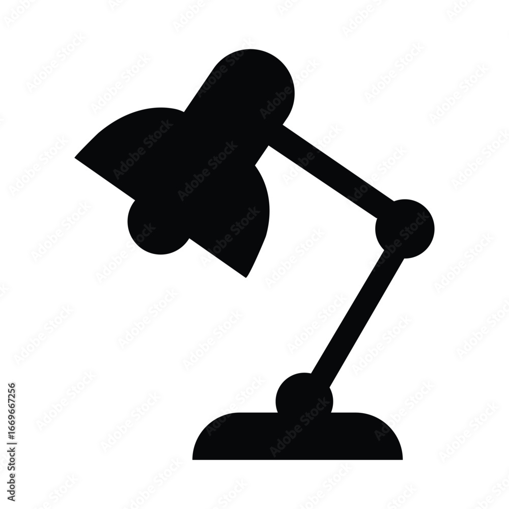 Black silhouette shows a desk lamp icon with a white background Black silhouette shows a desk lamp icon with a white background