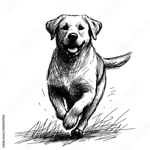 Artistic dog sketch, Labrador Drawing 