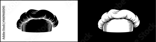 Vintage woodcut style illustration of a traditional cook, chef or baker hat or cap.