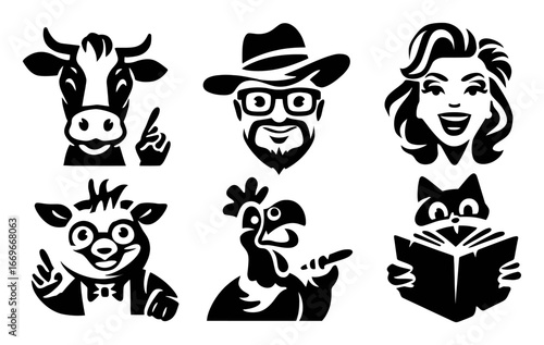 Cartoon Style Animal and Character Illustrations for Fun Themes