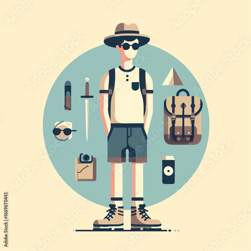 mountain climber flat illustration