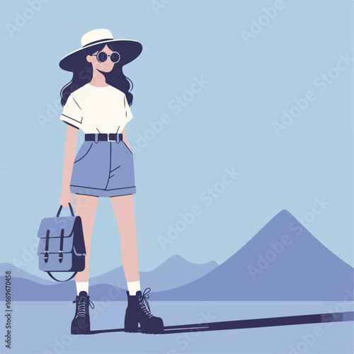 mountain climber flat illustration
