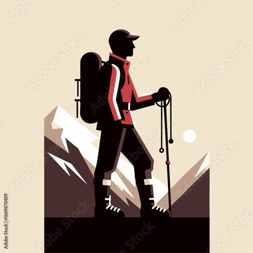 mountain climber flat illustration