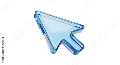 Transparent blue cursor pointer isolated on a transparent background