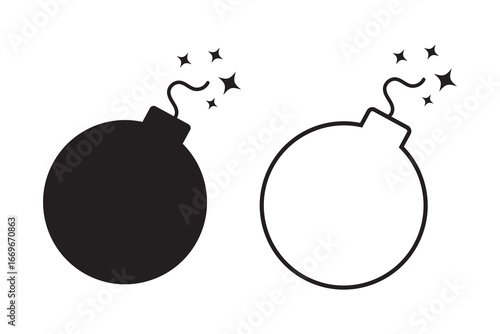 Bomb icon illustration element design. black glyph icons