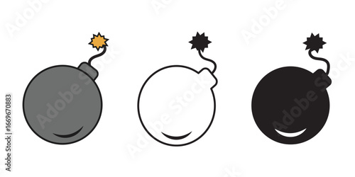 Bomb icon illustration element design. black glyph icons