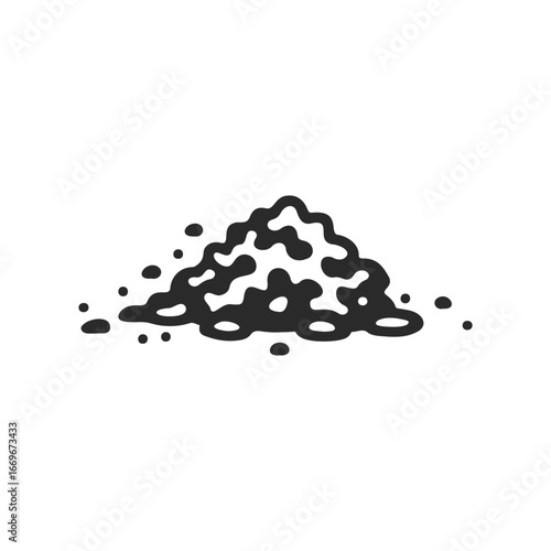 Black and white pile of dirt illustration with minimalist design
