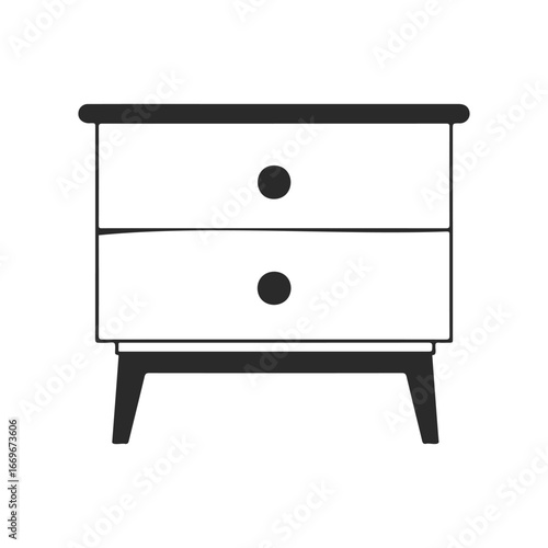 Minimalist black and white nightstand with two drawers