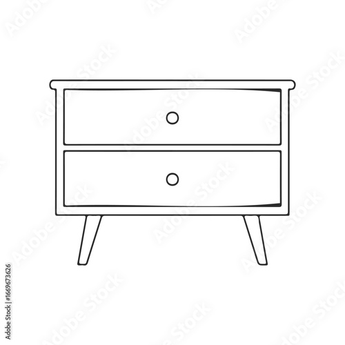 Minimalist two-drawer wooden nightstand design with modern lines