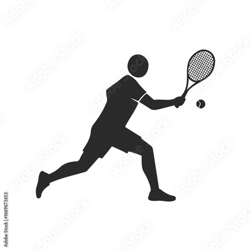 Silhouette of a tennis player hitting a forehand stroke