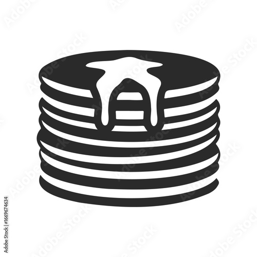 Stack of pancakes with syrup drip silhouette