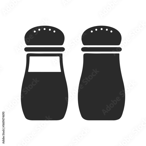 Black and white salt and pepper shaker icon with simple design