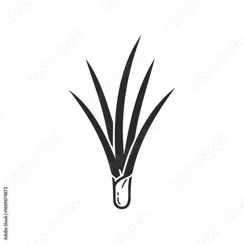 Monochrome grass icon: simplistic plant symbol on white background