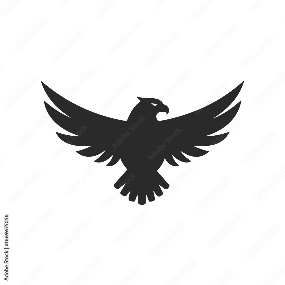 Obraz premium Silhouette of an eagle with outstretched wings in flight