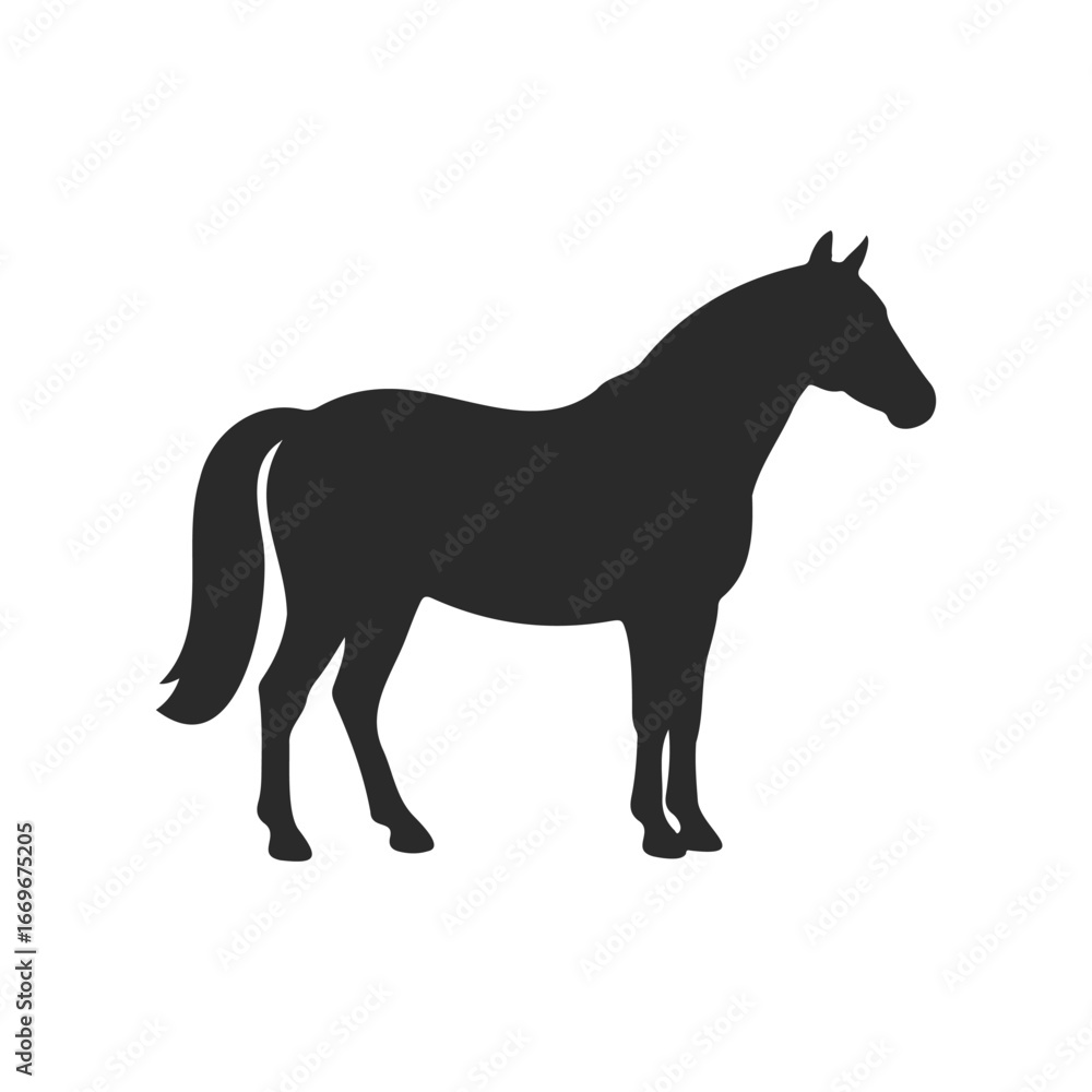 Fototapeta premium Black horse silhouette on white background