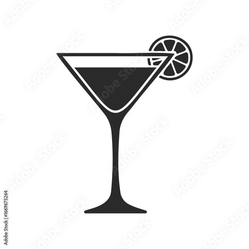 Martini glass icon with lemon slice on rim