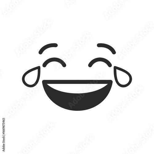 Laughing face emoji with tears of joy on white background