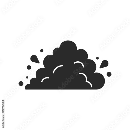 Silhouette of explosion cloud with debris and particles in motion
