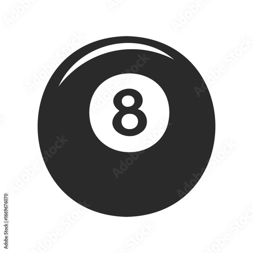 Black eight ball icon on white background for billiards enthusiasts