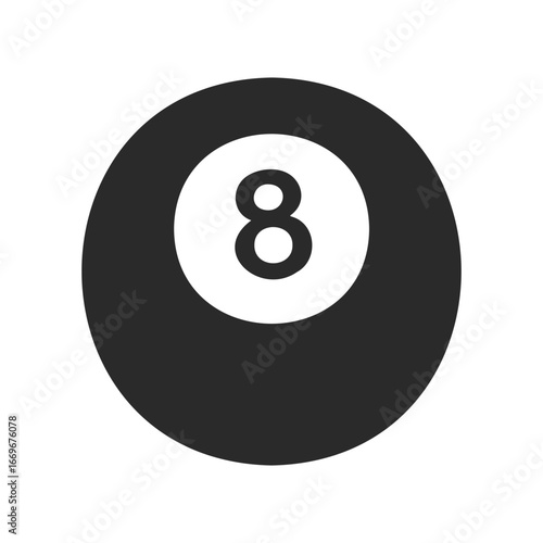 Classic black eight ball on white background