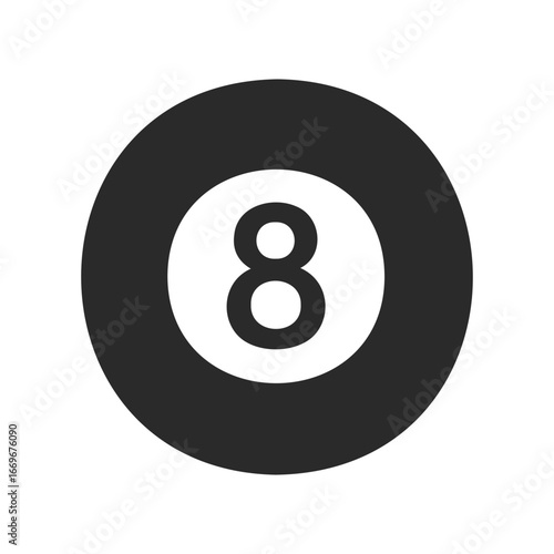 Classic black eight ball on white background