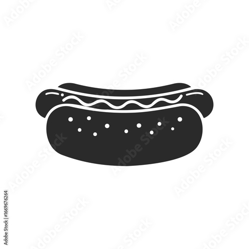Silhouette of hot dog with bun and toppings
