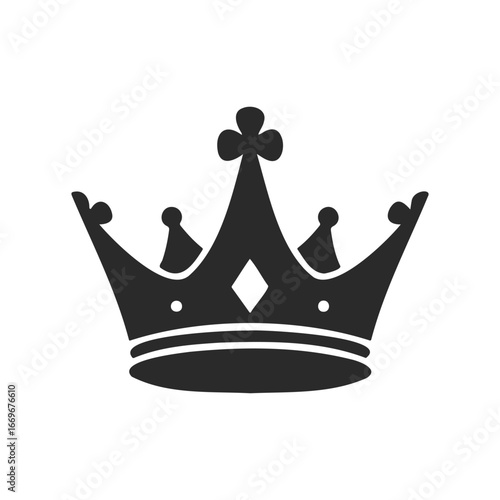 Black silhouette of a classic royal crown on white background