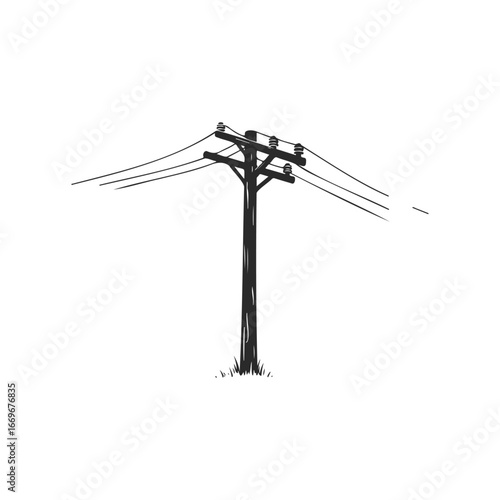 Minimalist illustration of a wooden utility pole with electrical wires