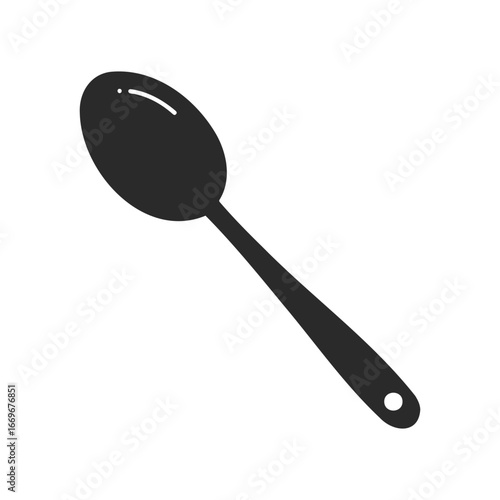 Black silhouette of a spoon on white background
