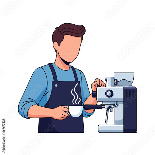 Barista Preparing Coffee with an Espresso Machine
