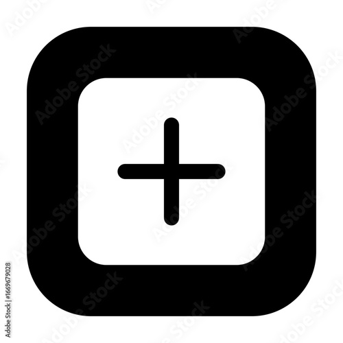 Minimalist rounded square plus icon, representing add or new