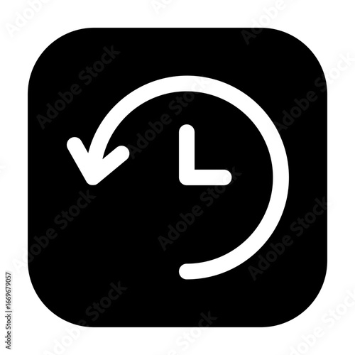 Minimalist rounded square clockwise arrow with clock icon, representing history or recent