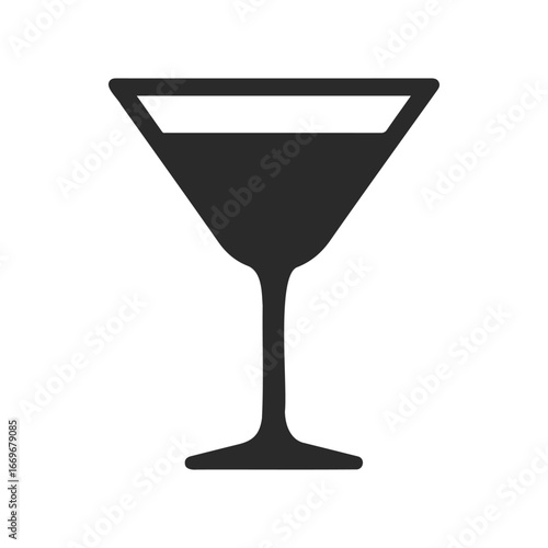 Simple black martini glass icon on white background