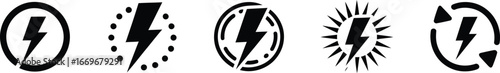 Lightning bolt icon set vector illustration for energy power and electric symbol design logo template