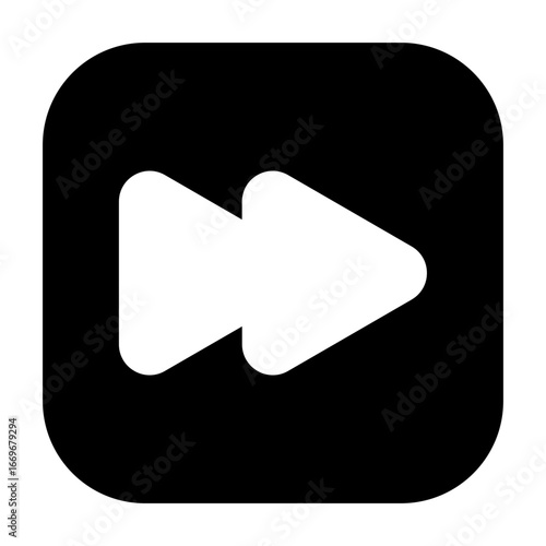 Minimalist rounded square fast forward icon, representing next or skip